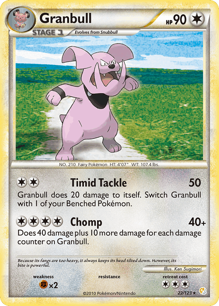 Granbull #22 from HeartGold & SoulSilver - Rare - Illustrated by Ken Sugimori