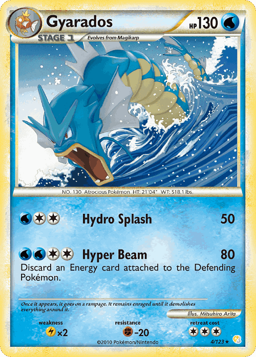 Gyarados #4 from HeartGold & SoulSilver - Rare Holo - Illustrated by Mitsuhiro Arita