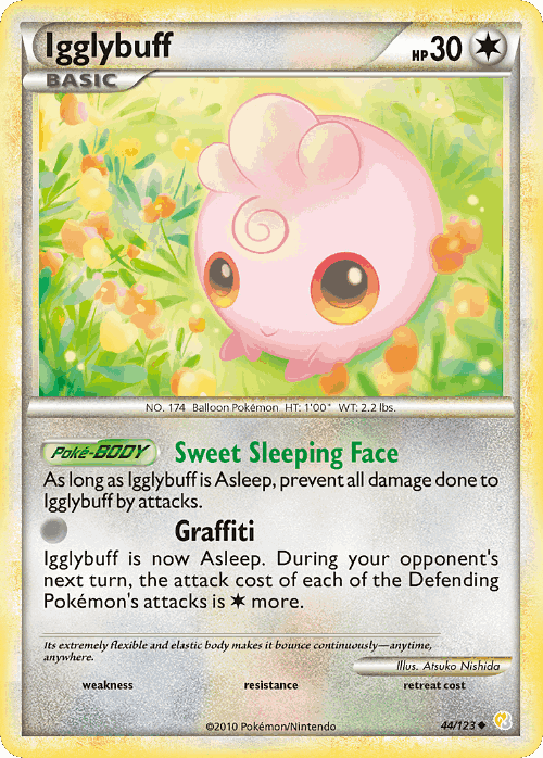 Igglybuff #44 from HeartGold & SoulSilver - Uncommon - Illustrated by Atsuko Nishida