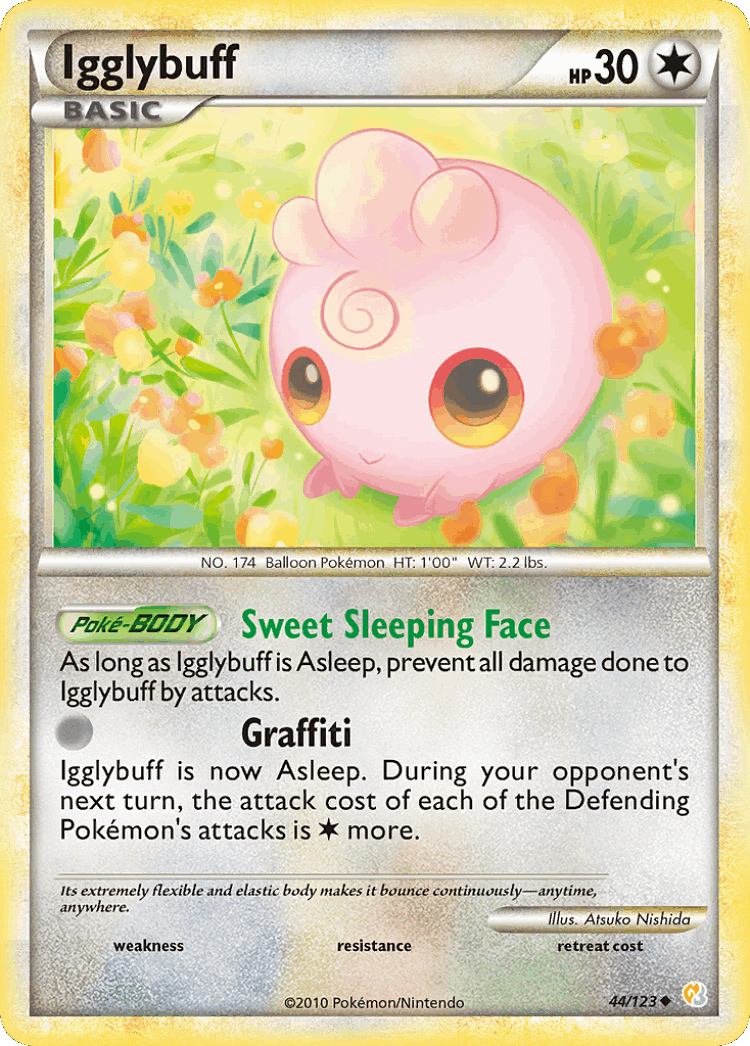 Igglybuff #44 from HeartGold & SoulSilver - Uncommon - Illustrated by Atsuko Nishida
