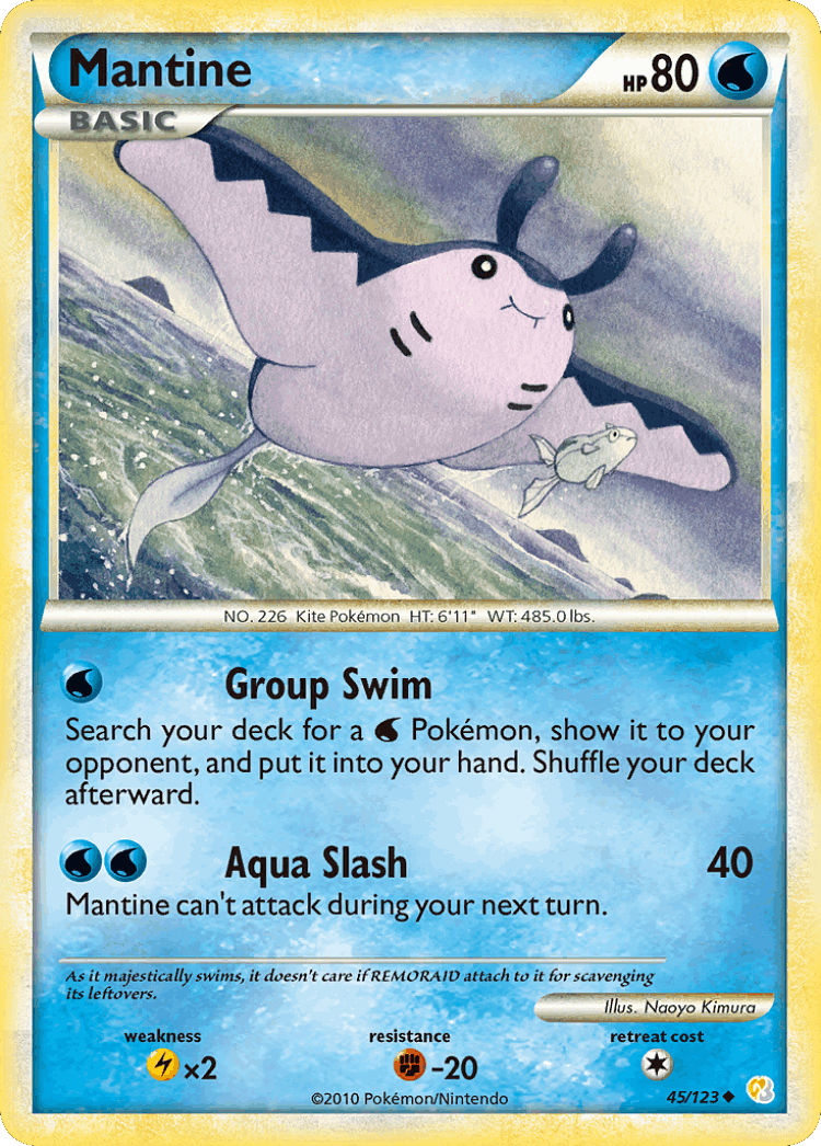 Mantine #45 from HeartGold & SoulSilver - Uncommon - Illustrated by Naoyo Kimura