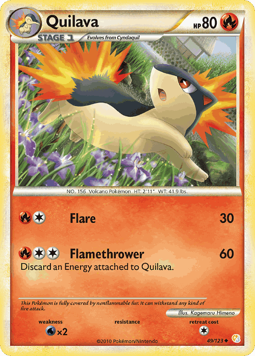Quilava #49 from HeartGold & SoulSilver - Uncommon - Illustrated by Kagemaru Himeno