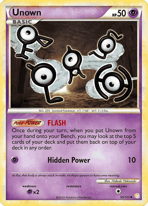 Unown #55 from HeartGold & SoulSilver - Uncommon - Illustrated by Hideaki Hakozaki