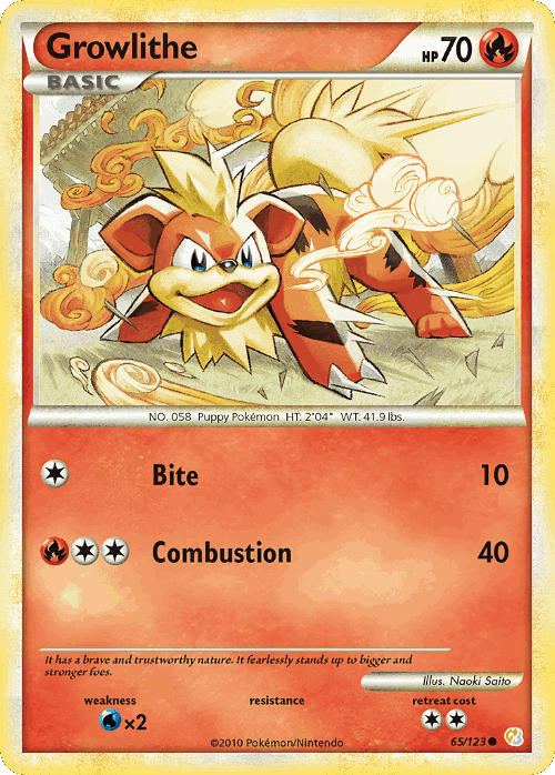 Growlithe 65, HeartGold & SoulSilver