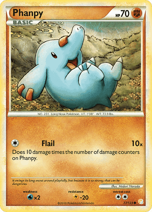 Phanpy #77 from HeartGold & SoulSilver - Common - Illustrated by Midori Harada