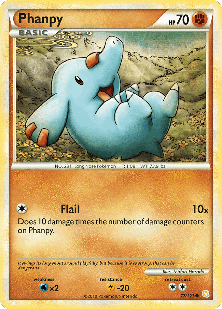 Phanpy #77 from HeartGold & SoulSilver - Common - Illustrated by Midori Harada