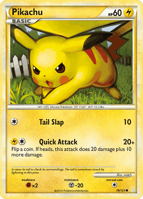 Pikachu #78 from HeartGold & SoulSilver - Common - Illustrated by match