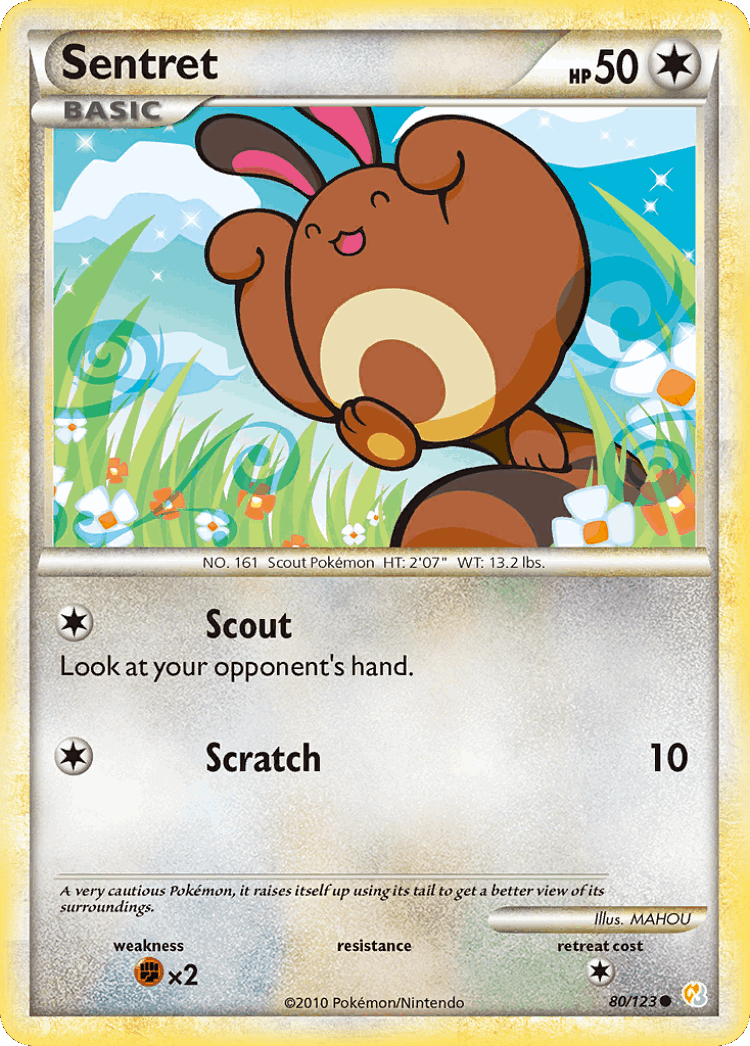 Sentret #80 from HeartGold & SoulSilver - Common - Illustrated by MAHOU