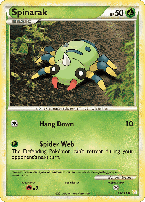 Spinarak #83 from HeartGold & SoulSilver - Common - Illustrated by Ken Sugimori