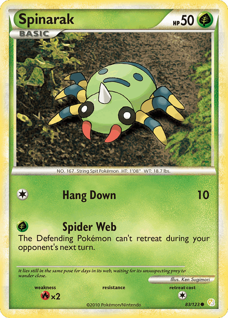 Spinarak #83 from HeartGold & SoulSilver - Common - Illustrated by Ken Sugimori