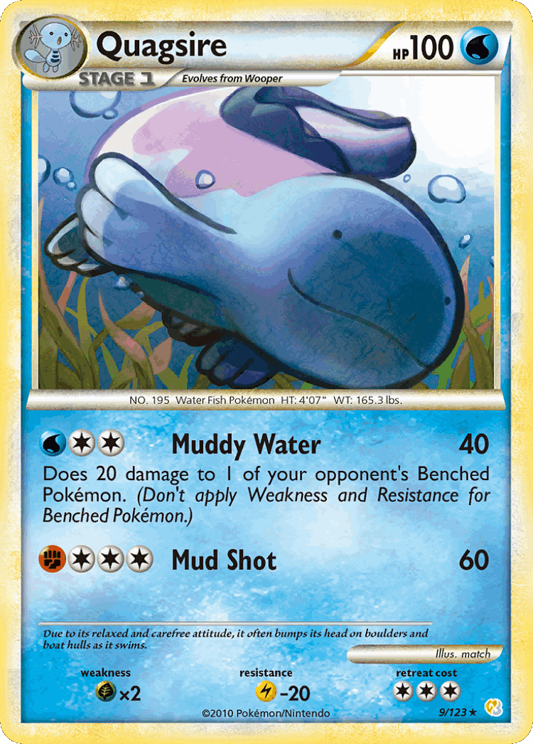 Quagsire #9 from HeartGold & SoulSilver - Rare Holo - Illustrated by match