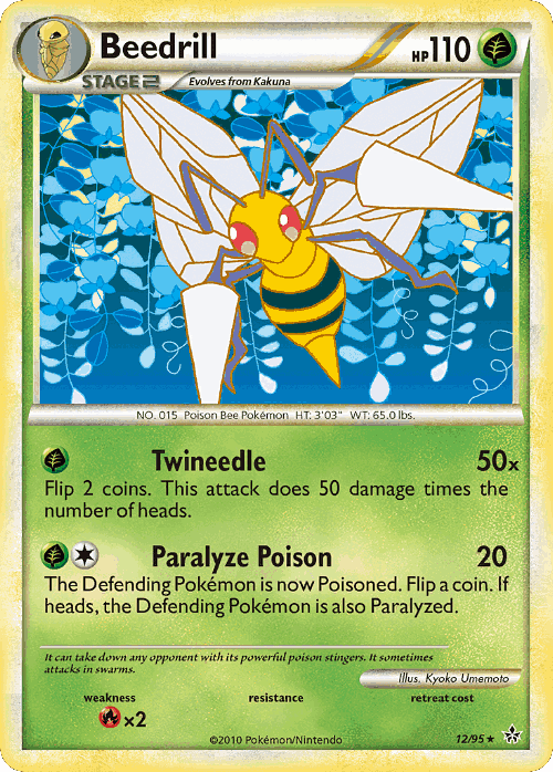 Beedrill #12 from HS—Unleashed - Rare - Illustrated by Kyoko Umemoto