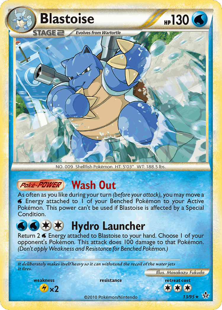 Blastoise #13 from HS—Unleashed - Rare - Illustrated by Masakazu Fukuda
