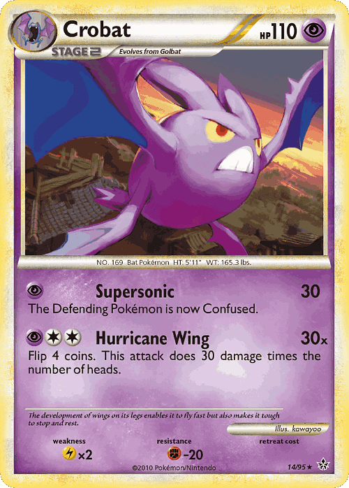Crobat #14 from HS—Unleashed - Rare - Illustrated by kawayoo