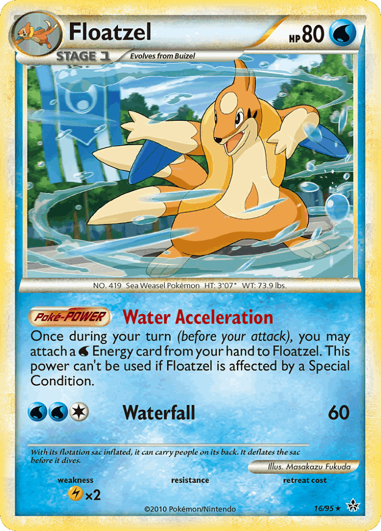 Floatzel #16 from HS—Unleashed - Rare - Illustrated by Masakazu Fukuda