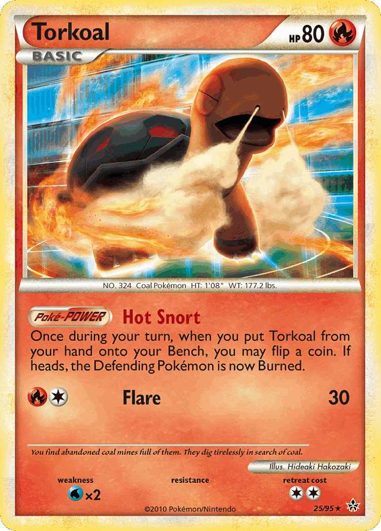 Torkoal #25 from HS—Unleashed - Rare - Illustrated by Hideaki Hakozaki