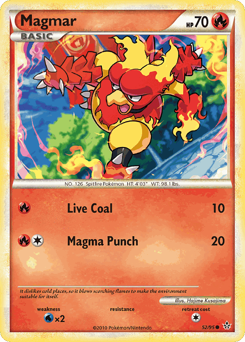 Magmar #52 from HS—Unleashed - Common - Illustrated by Hajime Kusajima