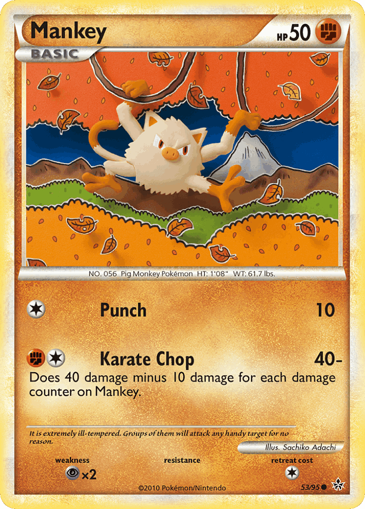 Mankey #53 from HS—Unleashed - Common - Illustrated by Sachiko Adachi