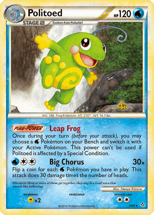 Politoed #7 from HS—Unleashed - Rare Holo - Illustrated by Naoyo Kimura