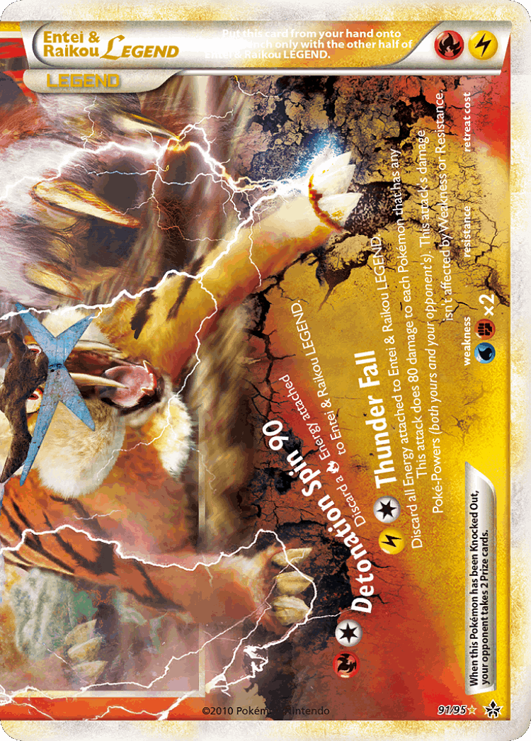 Entei & Raikou LEGEND #91 from HS—Unleashed - LEGEND - Illustrated by Shinji Higuchi + Sachiko Eba