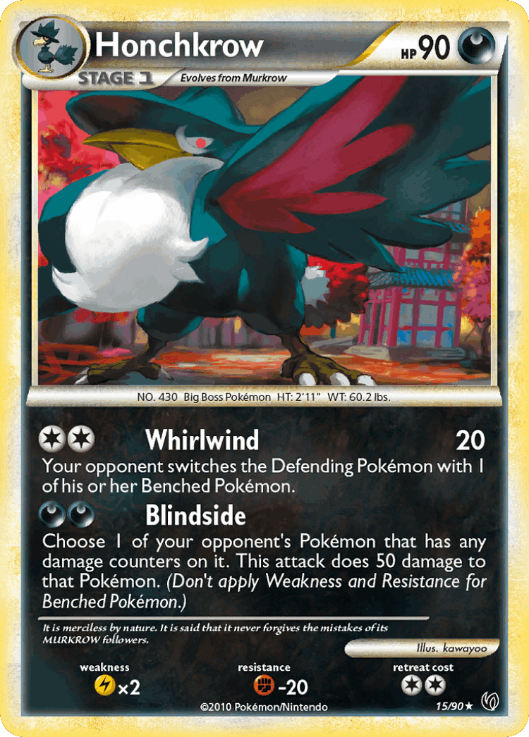 Honchkrow #15 from HS—Undaunted - Rare - Illustrated by kawayoo