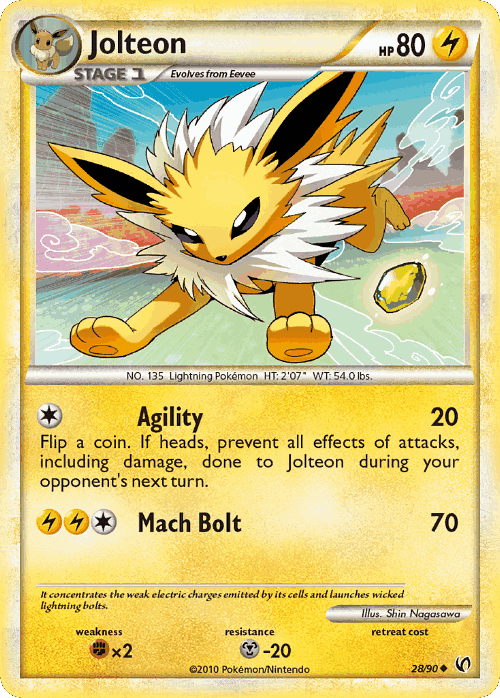 Jolteon #28 from HS—Undaunted - Uncommon - Illustrated by Shin Nagasawa