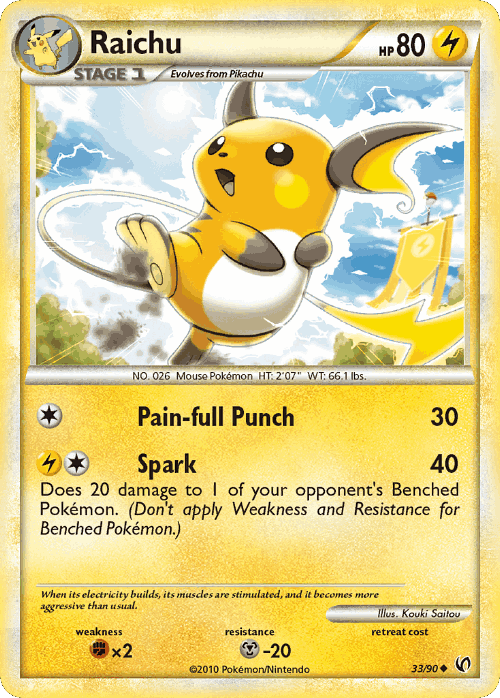 Raichu #33 from HS—Undaunted - Uncommon - Illustrated by Kouki Saitou