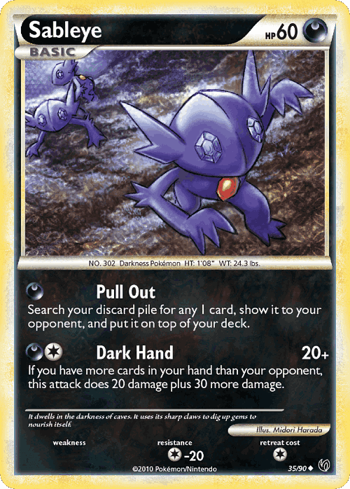 Sableye #35 from HS—Undaunted - Uncommon - Illustrated by Midori Harada