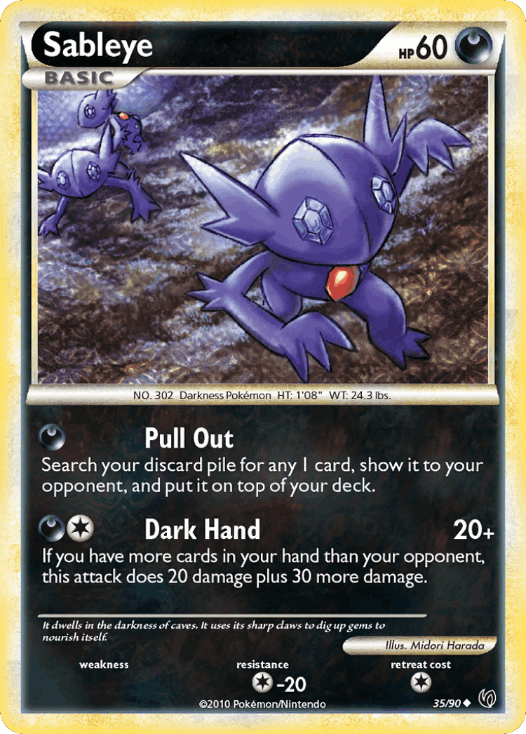 Sableye #35 from HS—Undaunted - Uncommon - Illustrated by Midori Harada