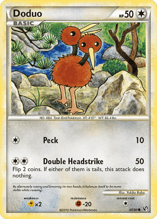Doduo #45 from HS—Undaunted - Common - Illustrated by Yukiko Baba