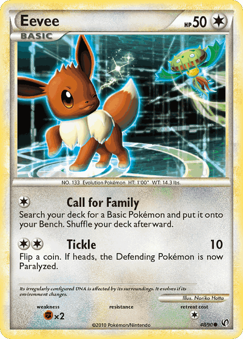 Eevee #48 from HS—Undaunted - Common - Illustrated by Noriko Hotta