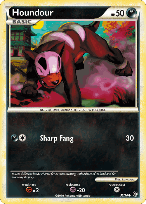 Houndour #53 from HS—Undaunted - Common - Illustrated by kawayoo