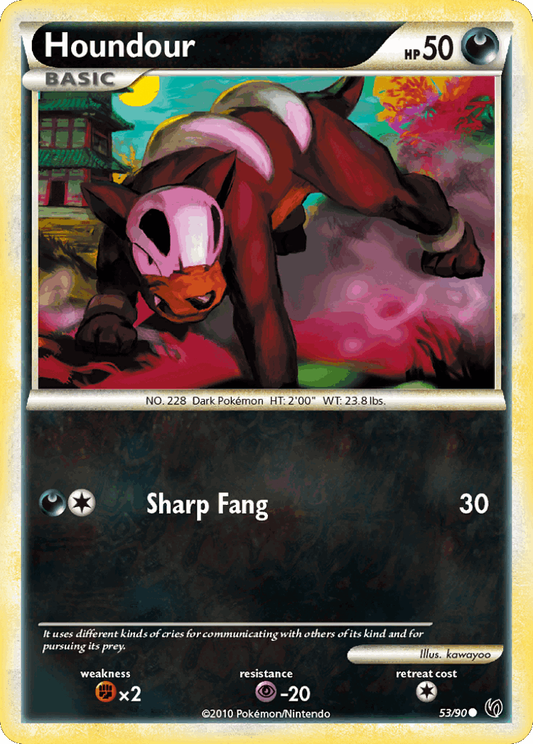 Houndour #53 from HS—Undaunted - Common - Illustrated by kawayoo