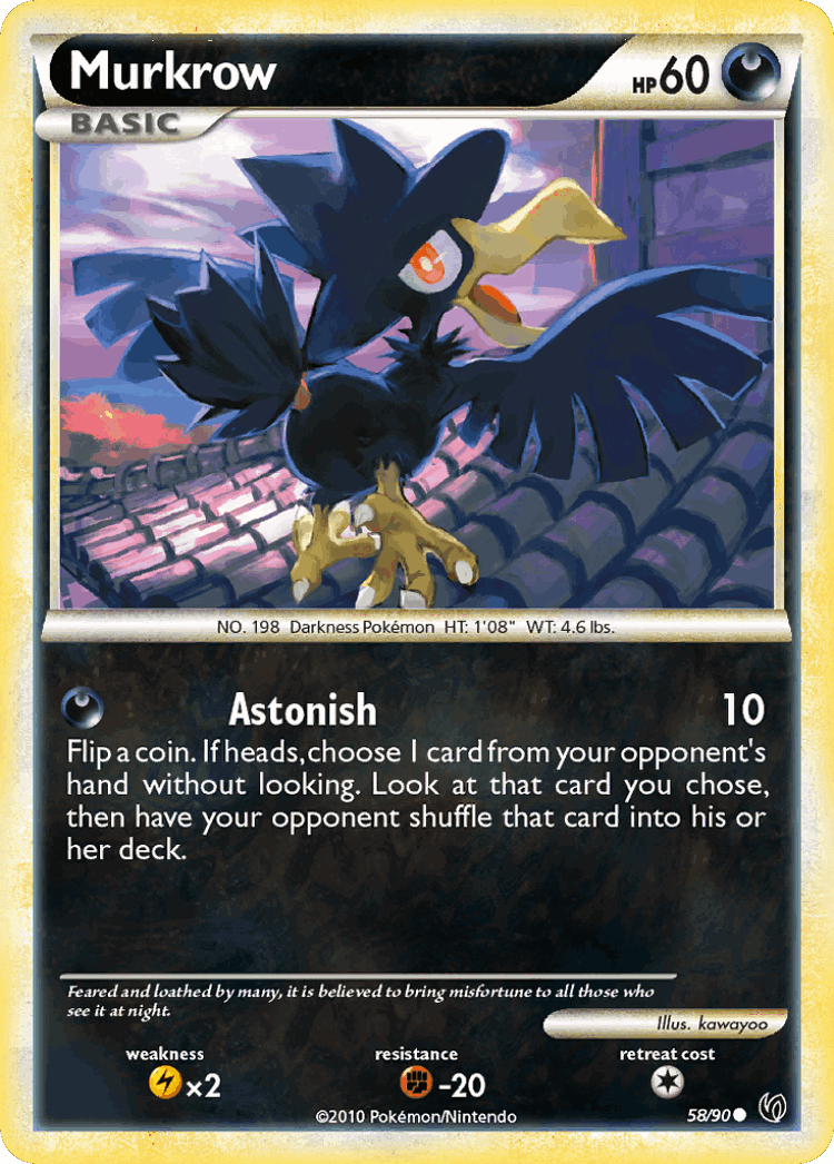 Murkrow #58 from HS—Undaunted - Common - Illustrated by kawayoo