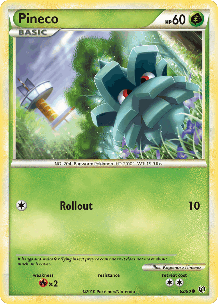 Pineco #62 from HS—Undaunted - Common - Illustrated by Kagemaru Himeno