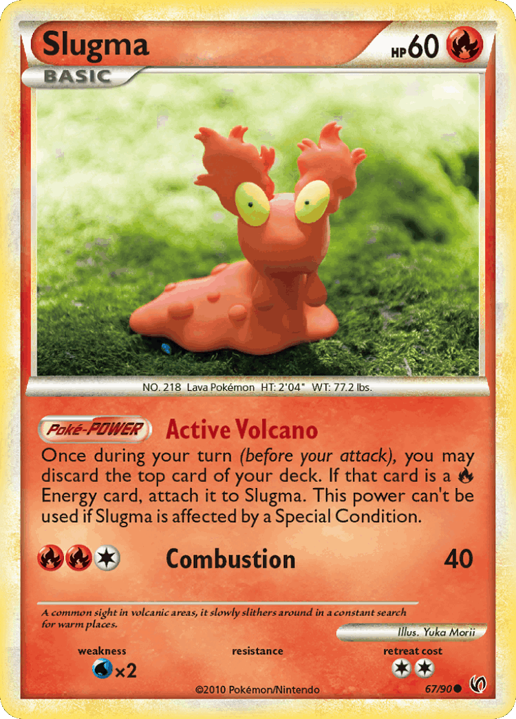 Slugma #67 from HS—Undaunted - Common - Illustrated by Yuka Morii
