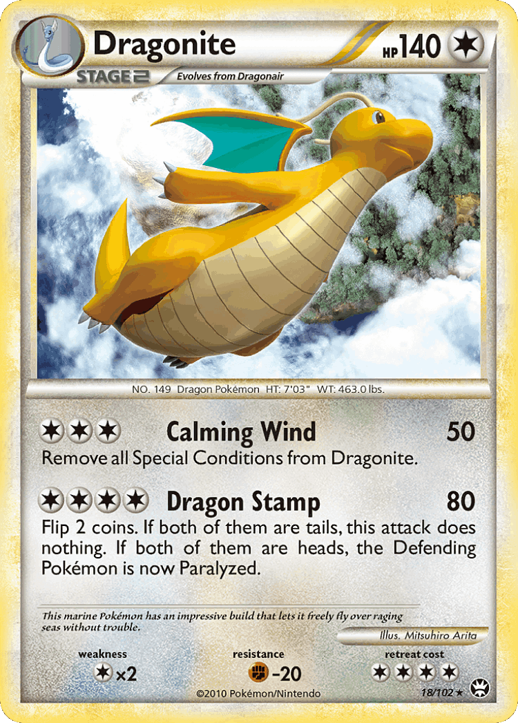 Dragonite #18 from HS—Triumphant - Rare - Illustrated by Mitsuhiro Arita