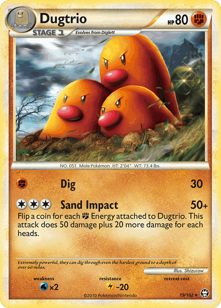 Dugtrio #19 from HS—Triumphant - Rare - Illustrated by Shizurow