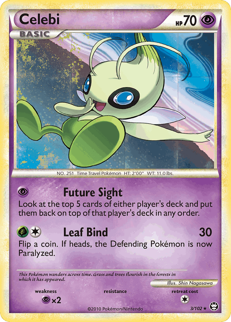 Celebi #3 from HS—Triumphant - Rare Holo - Illustrated by Shin Nagasawa