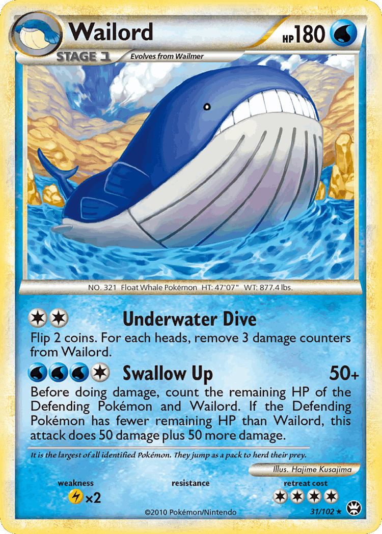 Wailord #31 from HS—Triumphant - Rare - Illustrated by Hajime Kusajima
