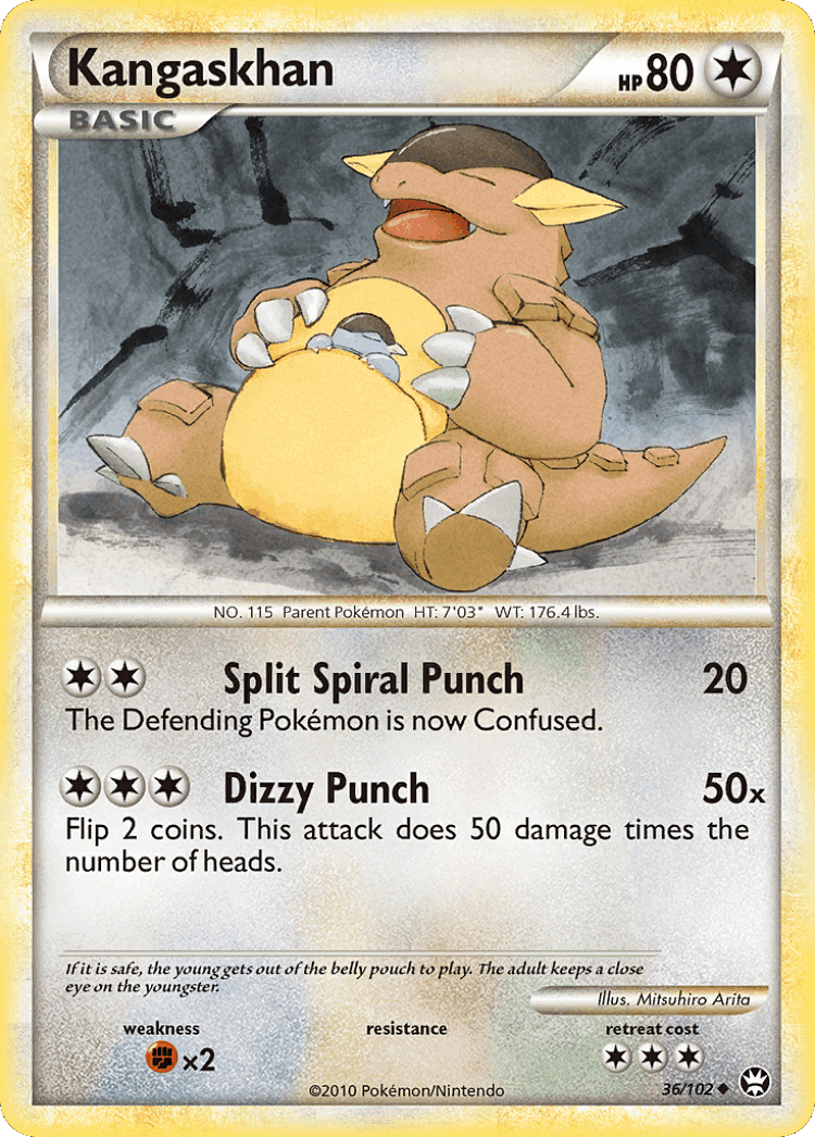 Kangaskhan #36 from HS—Triumphant - Uncommon - Illustrated by Mitsuhiro Arita