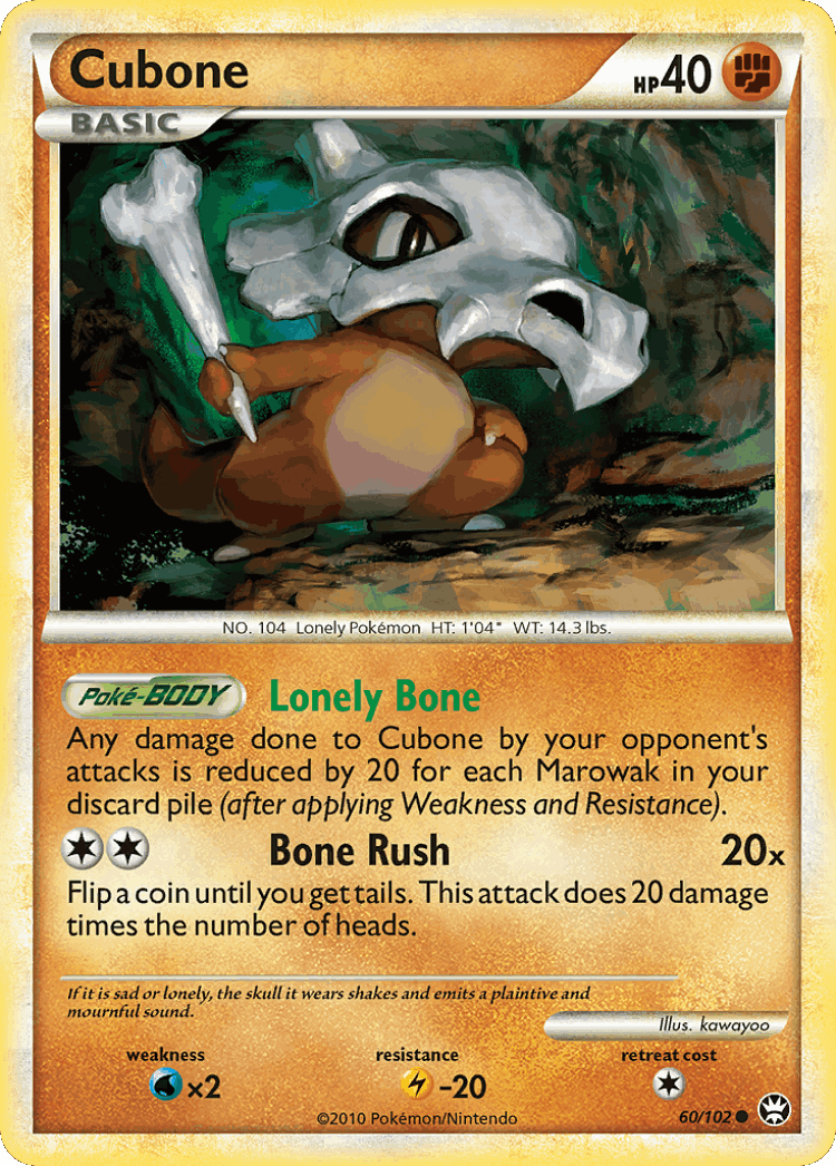 Cubone #60 from HS—Triumphant - Common - Illustrated by kawayoo