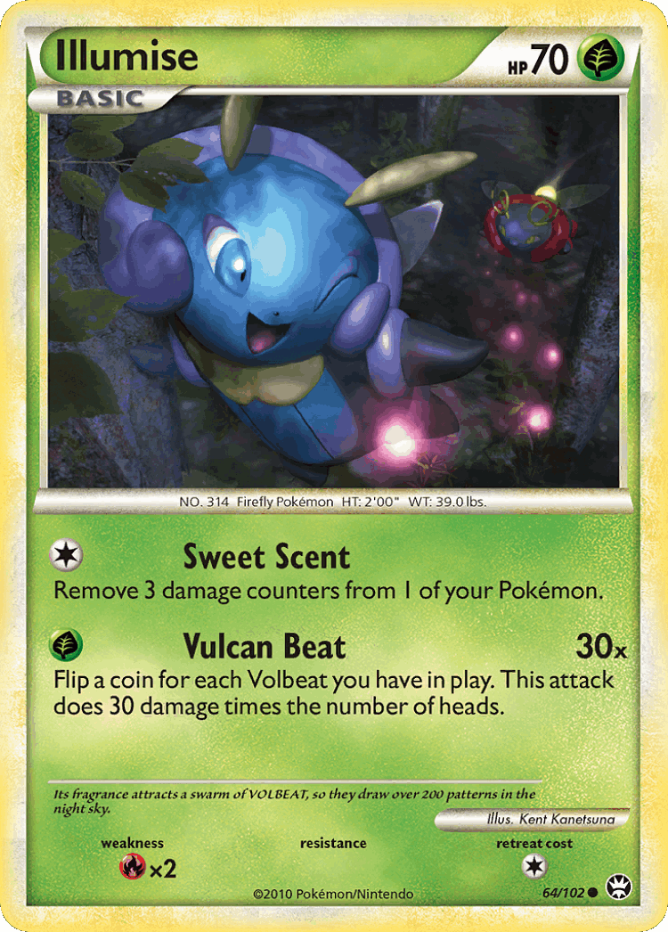 Illumise #64 from HS—Triumphant - Common - Illustrated by Kent Kanetsuna