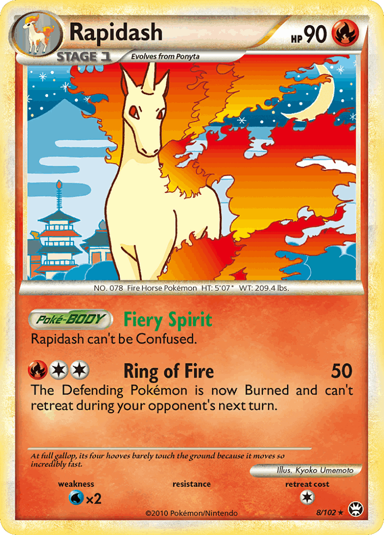 Rapidash #8 from HS—Triumphant - Rare Holo - Illustrated by Kyoko Umemoto