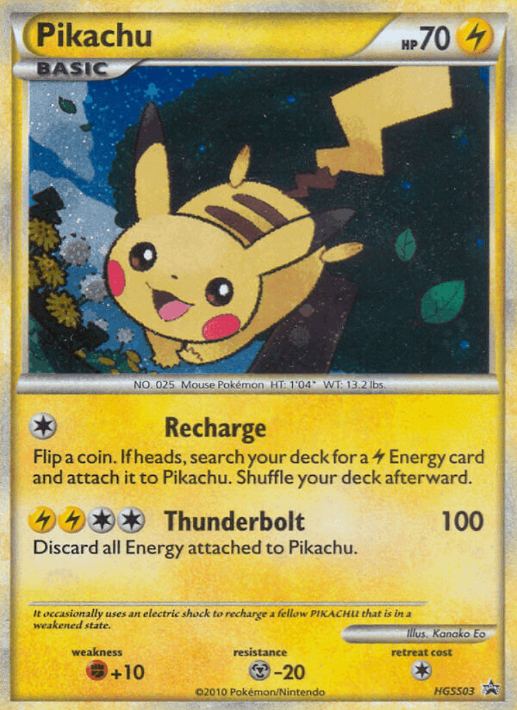 Pikachu #3 from HGSS Black Star Promos - Promo - Illustrated by Kanako Eo