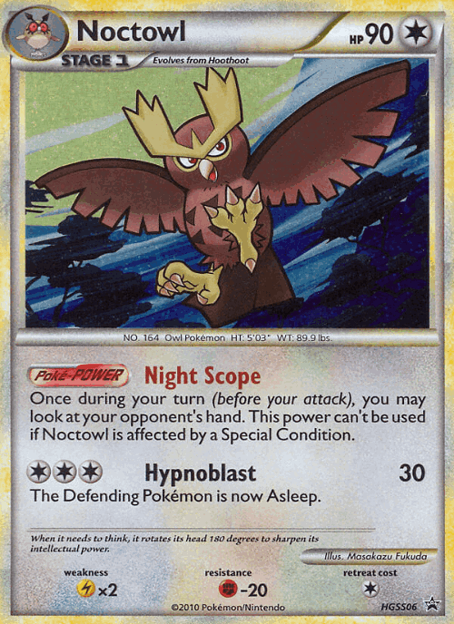 Noctowl #6 from HGSS Black Star Promos - Promo - Illustrated by Masakazu Fukuda