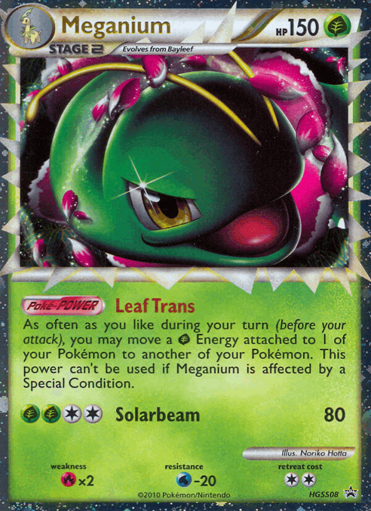 Meganium #8 from HGSS Black Star Promos - Promo - Illustrated by Noriko Hotta