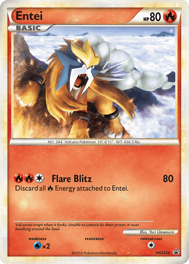 Entei #20 from HGSS Black Star Promos - Promo - Illustrated by Yuri Umemura