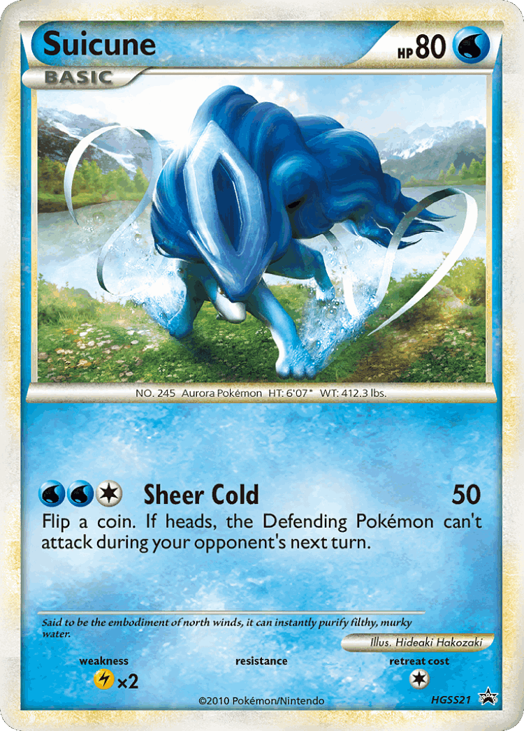 Suicune #21 from HGSS Black Star Promos - Promo - Illustrated by Hideaki Hakozaki