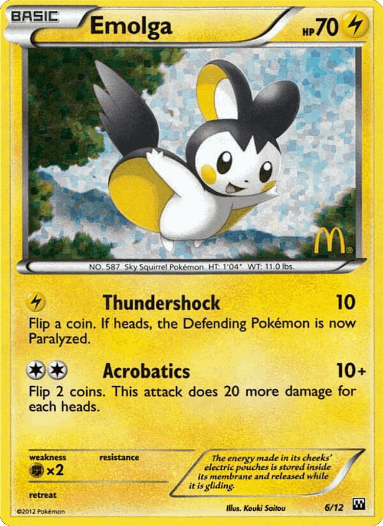 Emolga #6 from McDonald's Collection 2012 - Illustrated by Kouki Saitou